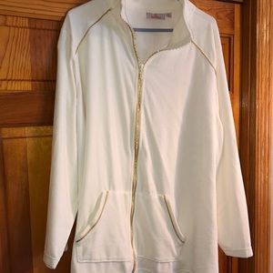 Quaker Factory 3X Velour Zip up Jacket with Jeweled Zipper